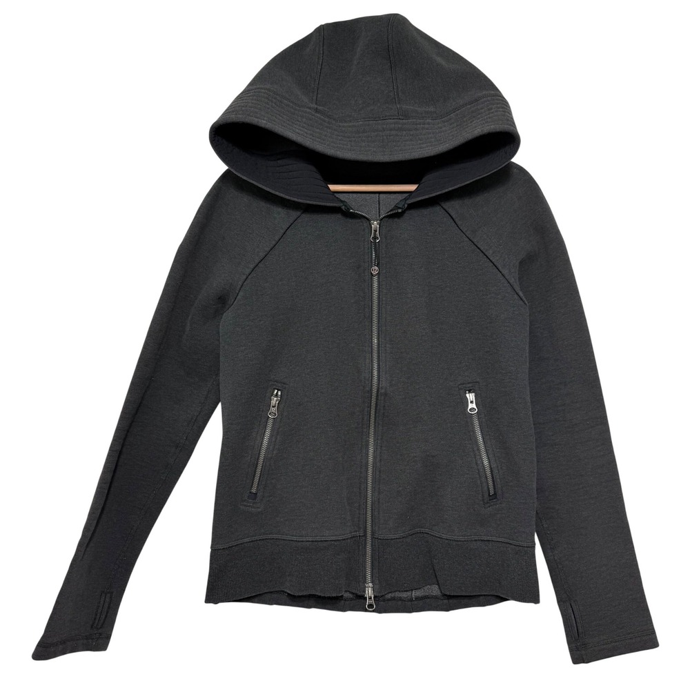 Lululemon Womens Scuba Full Zip Hoodie Charcoal Gray Fleece Activewear Size 10